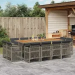 Set mobilier de grădină cu perne, 13 piese, gri, poliratan GartenMobel Dekor