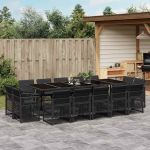 Set mobilier de grădină cu perne, 15 piese, negru, poliratan GartenMobel Dekor