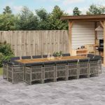 Set mobilier de grădină cu perne, 17 piese, gri, poliratan GartenMobel Dekor