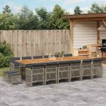 Set mobilier de grădină cu perne, 17 piese, gri, poliratan GartenMobel Dekor
