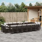 Set mobilier de grădină cu perne, 17 piese, maro, poliratan GartenMobel Dekor