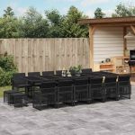 Set mobilier de grădină cu perne, 17 piese, negru, poliratan GartenMobel Dekor