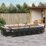 Set mobilier de grădină cu perne, 17 piese, negru, poliratan GartenMobel Dekor