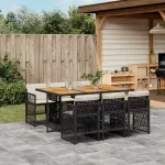 Set mobilier de grădină cu perne, 7 piese, negru, poliratan GartenMobel Dekor