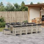 Set mobilier de grădină cu perne 15 piese gri deschis poliratan GartenMobel Dekor