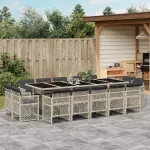 Set mobilier de grădină cu perne 15 piese gri deschis poliratan GartenMobel Dekor