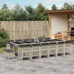 Set mobilier de grădină cu perne 17 piese gri deschis poliratan GartenMobel Dekor