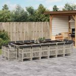 Set mobilier de grădină cu perne 17 piese gri deschis poliratan GartenMobel Dekor