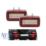 Kit de lumini LED suplimentare pentru ceață, potrivit pentru bara din spate a Mercedes G-Class W463 1986-2018, cu bază roșie și albă, stânga și dreapta Performance AutoTuning