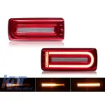 Set de stopuri LED dinamice de tuning potrivit pentru Mercedes G-Class W463 1999-2018 cu bază roșie/albă, stânga și dreapta Performance AutoTuning