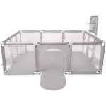 Tarc loc de joaca XXL pentru copii sau bebe, material textil, gri, 230x122x62cm Household NewTrend