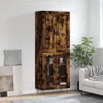 Dulap înalt, stejar fumuriu, 69,5x34x180, lemn compozit GartenMobel Dekor