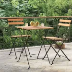 Masa de bistro pliabilă, 55x54x71 cm, lemn masiv de tec și oțel GartenMobel Dekor