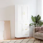 Dulap înalt, alb, 69,5x34x180 cm, lemn compozit GartenMobel Dekor