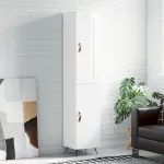 Dulap înalt, alb extralucios, 34,5x34x180 cm, lemn prelucrat GartenMobel Dekor