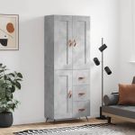 Dulap înalt, gri beton, 69,5x34x180, lemn compozit GartenMobel Dekor