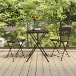 Set mobilier bistro pliabil, 3 piese, maro, poliratan GartenMobel Dekor