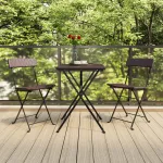 Set mobilier bistro pliabil, 3 piese, maro, poliratan GartenMobel Dekor