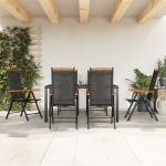 Set mobilier pentru grădină, 7 piese, negru, aluminiu GartenMobel Dekor