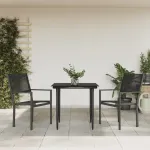 Set mobilier de grădină, 3 piese, negru, textilenă și oțel GartenMobel Dekor
