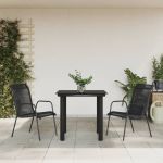 Set mobilier de grădină, 3 piese, negru, textilenă și oțel GartenMobel Dekor