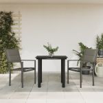 Set mobilier de grădină, 3 piese, negru, textilenă și oțel GartenMobel Dekor