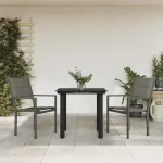 Set mobilier de grădină, 3 piese, negru, textilenă și oțel GartenMobel Dekor