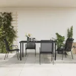 Set mobilier de grădină, 5 piese, negru, oțel și textilenă GartenMobel Dekor