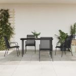 Set mobilier de grădină, 5 piese, negru, oțel și textilenă GartenMobel Dekor
