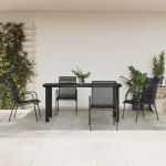 Set mobilier de grădină, 5 piese, negru, oțel și textilenă GartenMobel Dekor