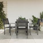 Set mobilier de grădină, 5 piese, negru, oțel și textilenă GartenMobel Dekor
