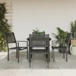 Set mobilier de grădină, 5 piese, negru, oțel și textilenă GartenMobel Dekor