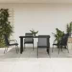 Set mobilier de grădină, 5 piese, negru, oțel și textilenă GartenMobel Dekor