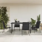 Set mobilier de grădină, 5 piese, negru, oțel și textilenă GartenMobel Dekor