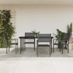 Set mobilier de grădină, 5 piese, negru, oțel și textilenă GartenMobel Dekor