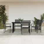 Set mobilier de grădină, 5 piese, negru, oțel și textilenă GartenMobel Dekor