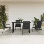 Set mobilier de grădină, 5 piese, negru, oțel și textilenă GartenMobel Dekor