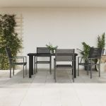 Set mobilier de grădină, 5 piese, negru, oțel și textilenă GartenMobel Dekor