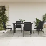 Set mobilier de grădină, 5 piese, negru, oțel și textilenă GartenMobel Dekor