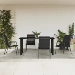 Set mobilier de grădină, 5 piese, negru, oțel și textilenă GartenMobel Dekor