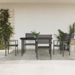 Set mobilier de grădină, 5 piese, negru, oțel și textilenă GartenMobel Dekor