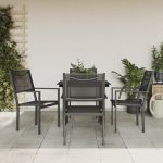 Set mobilier de grădină, 5 piese, negru, oțel și textilenă GartenMobel Dekor
