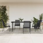 Set mobilier de grădină, 5 piese, negru, oțel și textilenă GartenMobel Dekor