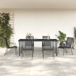 Set mobilier de grădină, 7 piese, negru, oțel și textilenă GartenMobel Dekor