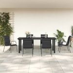 Set mobilier de grădină, 7 piese, negru, oțel și textilenă GartenMobel Dekor