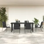 Set mobilier de grădină, 7 piese, negru, oțel și textilenă GartenMobel Dekor