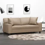 Canapea cu 2 locuri cu pernuțe, cappuccino, 140 cm, piele eco. GartenMobel Dekor