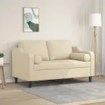 Canapea cu 2 locuri cu pernuțe, crem, 120 cm, textil GartenMobel Dekor