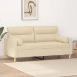 Canapea cu 2 locuri cu pernuțe, crem, 140 cm, textil GartenMobel Dekor