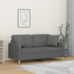 Canapea cu 2 locuri cu pernuțe, gri închis, 140 cm, textil GartenMobel Dekor